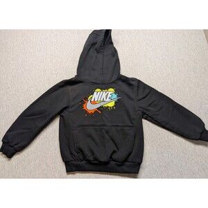 Nike Long Sleeve Fleece Graphic Hoodie Black Green Size 5-6 Years Old